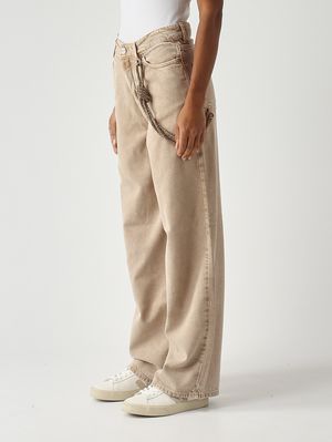 3. Jean femme Lauryn en bull de coton lâche Beige