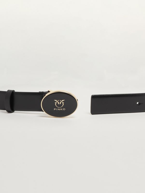 2. Ceinture femme Round Enamel H2-8 en cuir Noir Pinko 105478a2ql