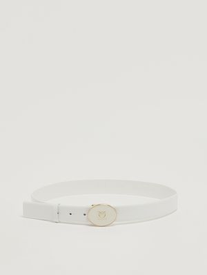 1. Cintura donna Round Enamel H2-8 in pelle Bianco