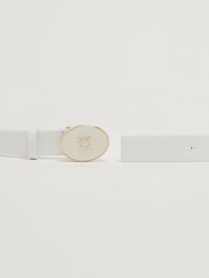2. Cintura donna Round Enamel H2-8 in pelle Bianco