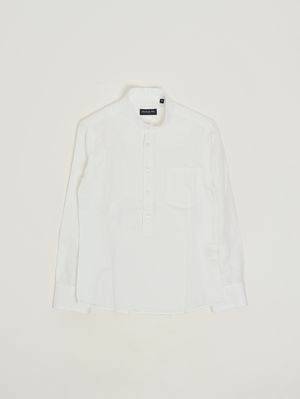 1. Chemise pour garçon en lin et coton Blanc