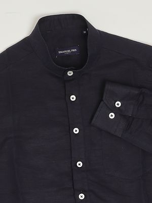 3. Chemise pour garçon en lin et coton Bleu