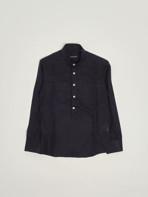 1. Chemise pour garçon en lin et coton Bleu