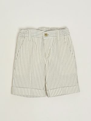 1. Bermuda en coton stretch pour bébé garçon Blanc-Sauge