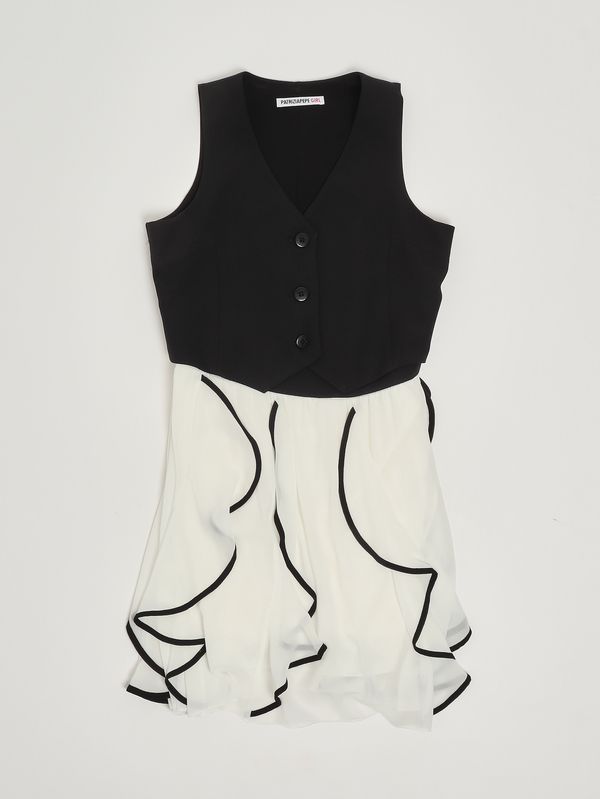 1. Mädchenkleid aus Stretchmaterial Schwarz-Weiß Patrizia Pepe 7a0576a555