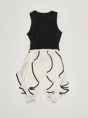2. Mädchenkleid aus Stretchmaterial Schwarz-Weiß