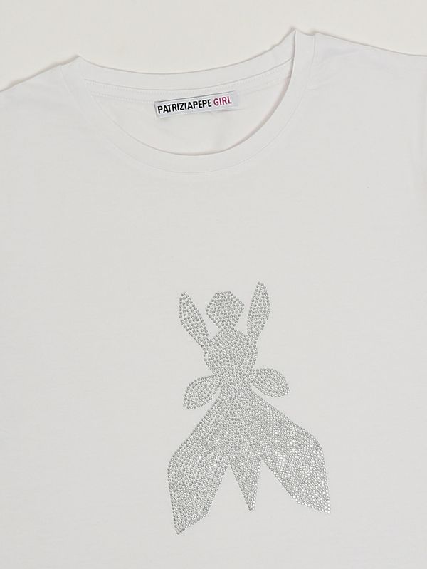 3. Girls' stretch viscose T-shirt White Patrizia Pepe 7m0924j051