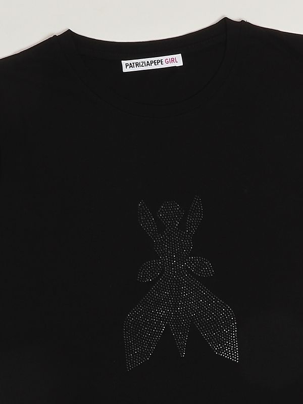 3. Mädchen-T-Shirt aus Stretch-Viskose Schwarz Patrizia Pepe 7m0924j051