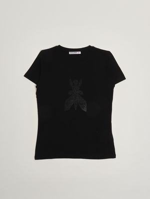 1. Mädchen-T-Shirt aus Stretch-Viskose Schwarz