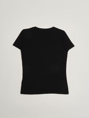 2. Mädchen-T-Shirt aus Stretch-Viskose Schwarz