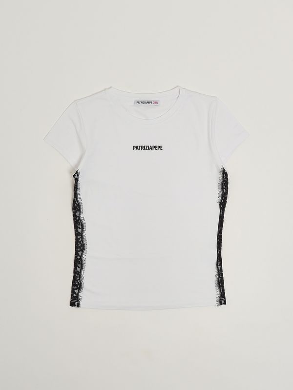 1. Mädchen-T-Shirt aus Stretch-Viskose Schwarz-Weiß Patrizia Pepe 7m0965j051