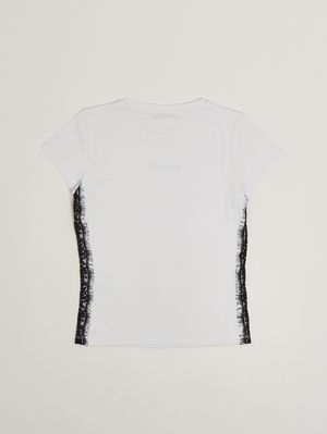 2. Mädchen-T-Shirt aus Stretch-Viskose Schwarz-Weiß