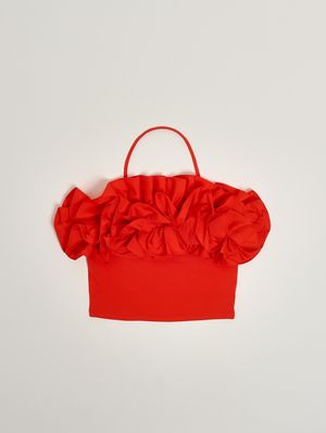 1. Mädchen-Top aus Stretch-Baumwolle Rot