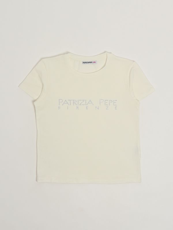 1. Girls' stretch cotton T-shirt White-Silver Patrizia Pepe 7m0809j331