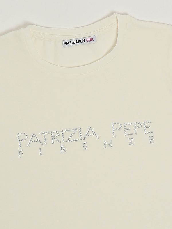 3. Girls' stretch cotton T-shirt White-Silver Patrizia Pepe 7m0809j331