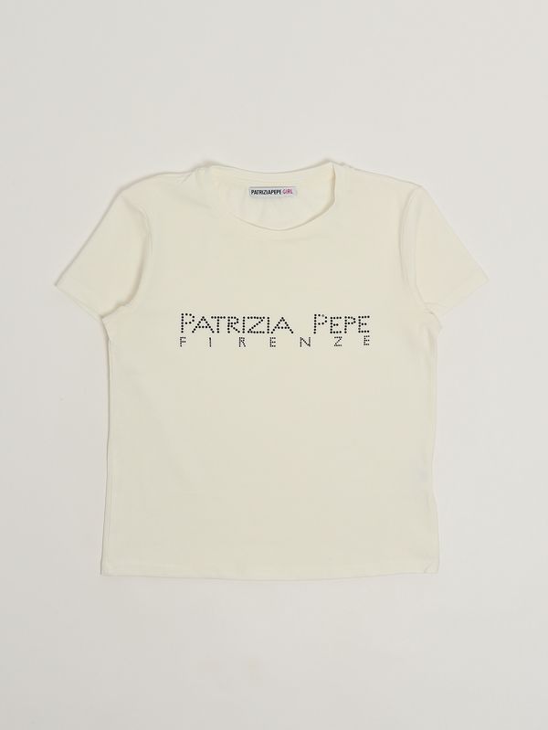 Girls' stretch cotton T-shirt Black-White Patrizia Pepe