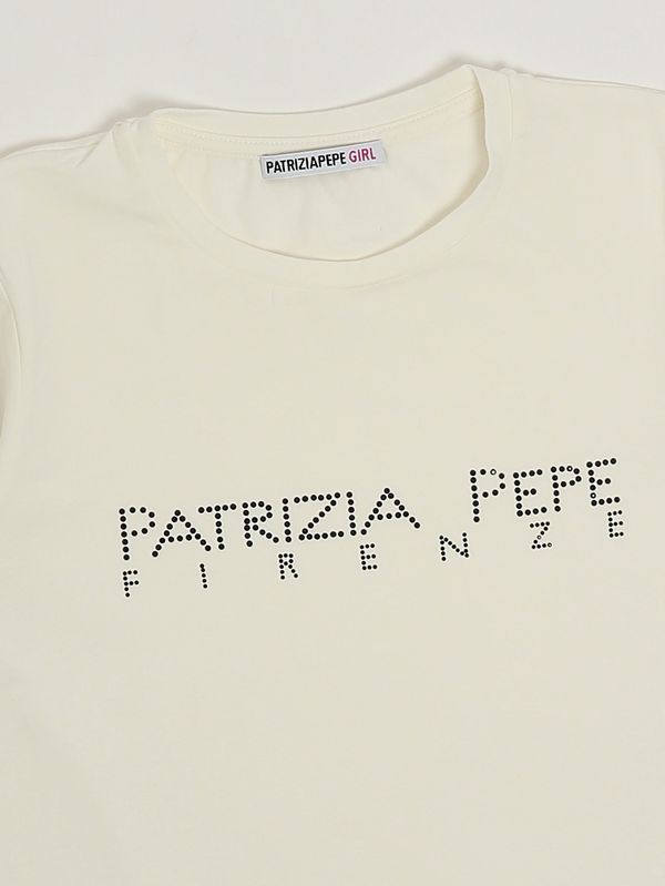 3. Girls' stretch cotton T-shirt Black-White Patrizia Pepe 7m0809j331