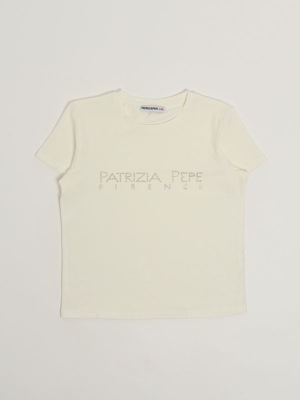 Girls' stretch cotton T-shirt White-Gold Patrizia Pepe