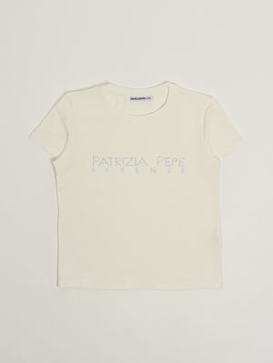 1. Girls' stretch cotton T-shirt White-Silver