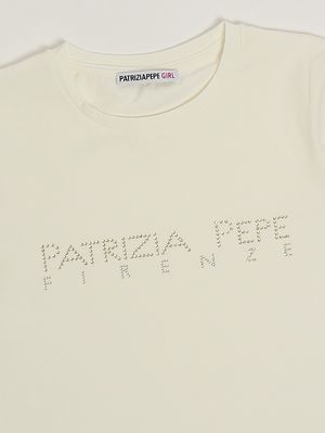 3. Girls' stretch cotton T-shirt White-Gold