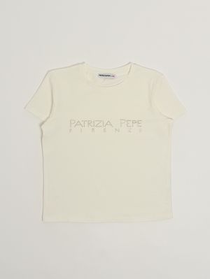 1. Girls' stretch cotton T-shirt White-Gold
