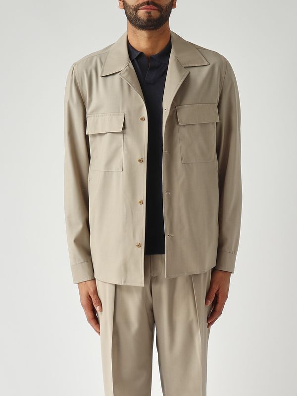 1. Herren-Overshirt John aus Wolle Kaki Briglia john300108