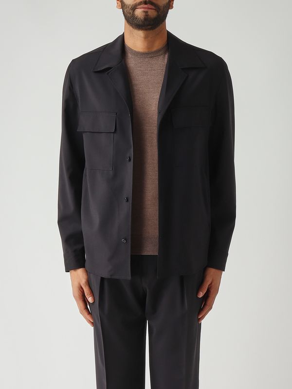 Sobrecamisa de lana para hombre John Azul marino Briglia