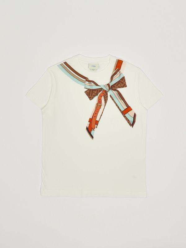 T-shirt bambina in cotone Bianco Fendi