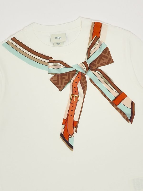 3. Camiseta de algodón para niña Blanco Fendi jfi4007aj