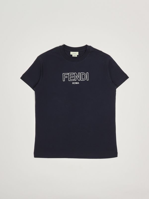 Fendi Boys' cotton T-shirt - Blue | Caposerio.com