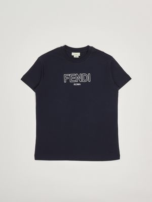 Fendi Boys' cotton T-shirt - Blue | Caposerio.com