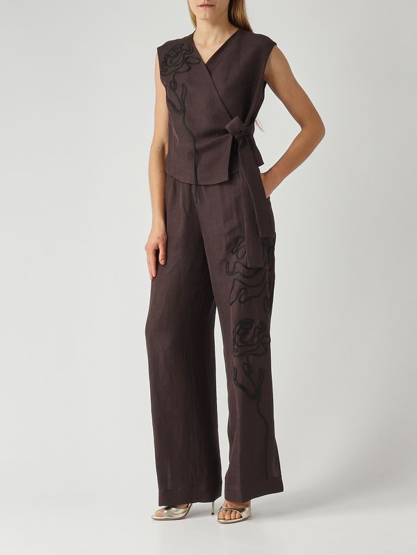2. Damenhose Julian aus Leinenmischung Zartbitterschokolade Liviana Conti f6sl94