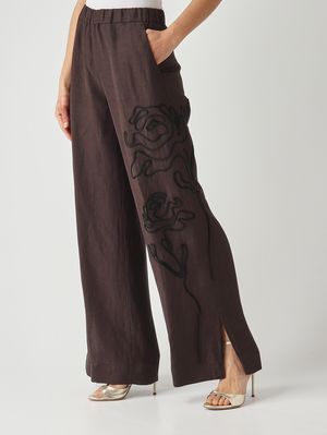 5. Damenhose Julian aus Leinenmischung Zartbitterschokolade