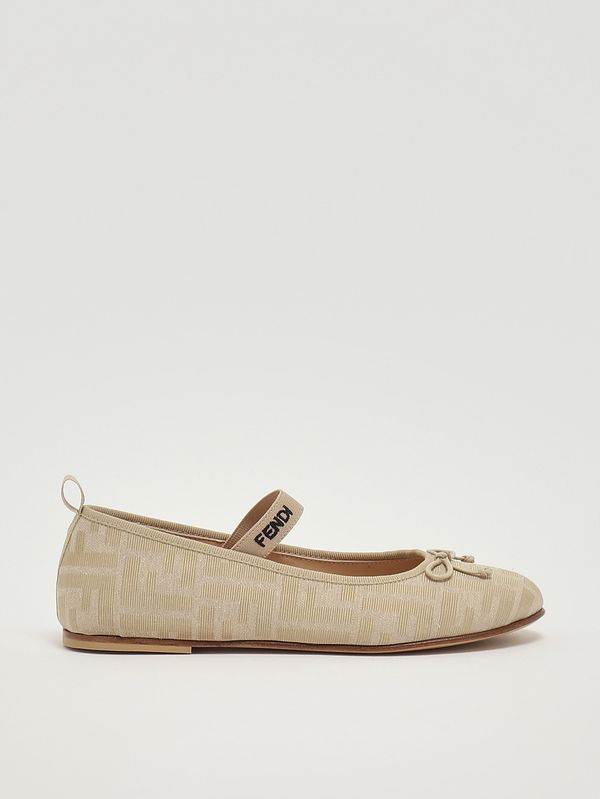 1. Mädchen-Ballerina aus Canvas Beige Fendi jfr376aotc