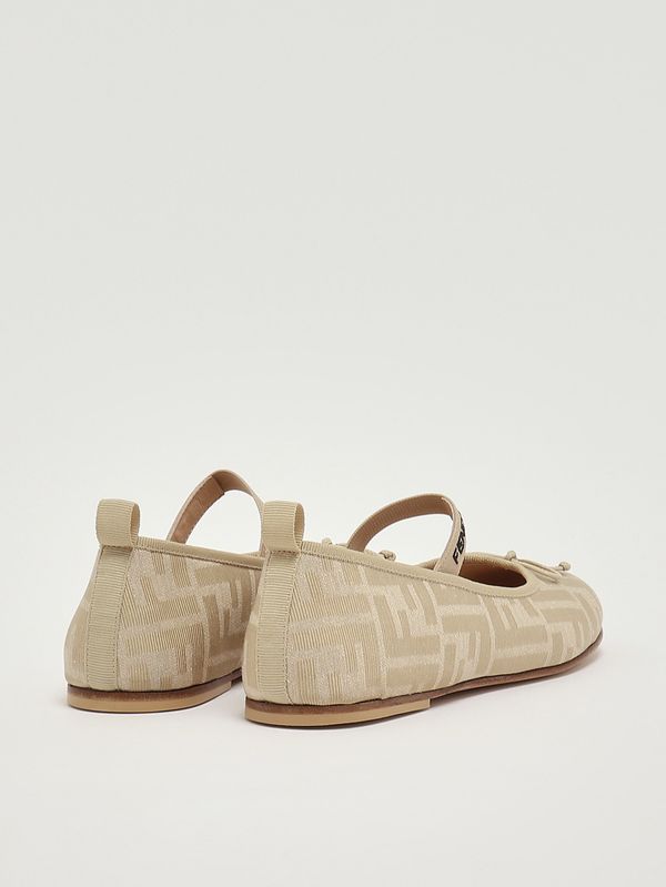 3. Mädchen-Ballerina aus Canvas Beige Fendi jfr376aotc
