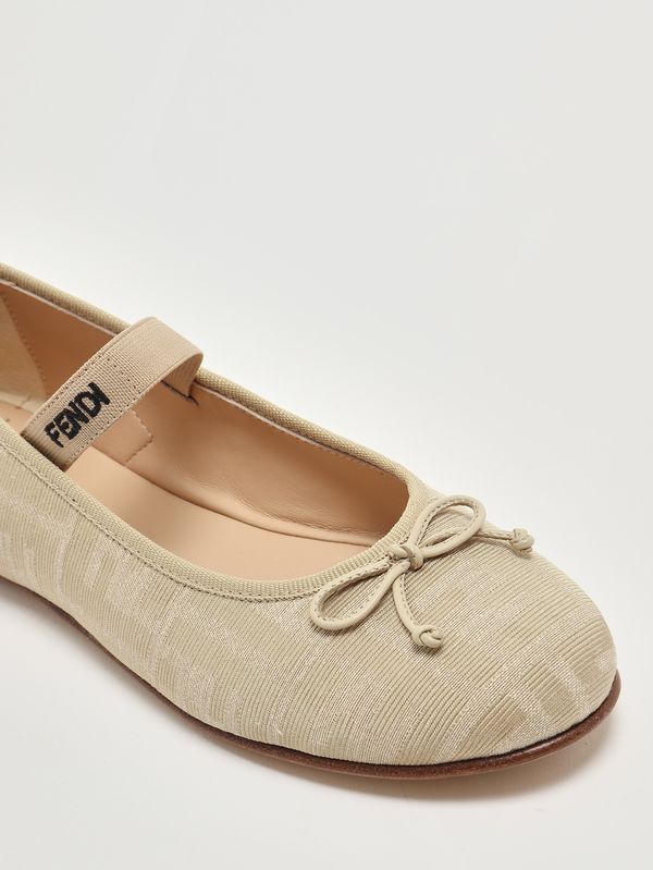 5. Mädchen-Ballerina aus Canvas Beige Fendi jfr376aotc
