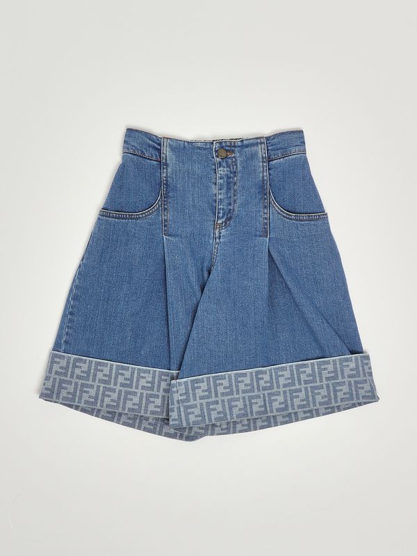 1. Girls' stretch denim Bermuda shorts Medium Denim Fendi jff389avvu