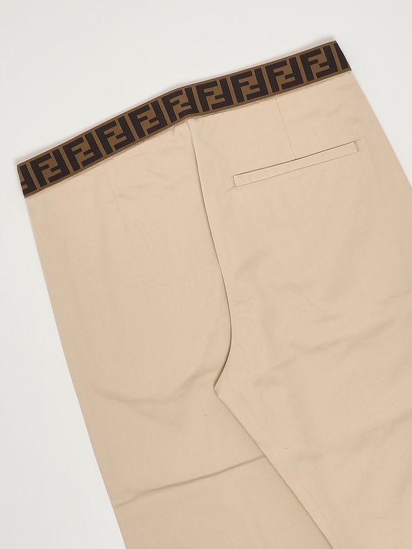 3. Girls' stretch cotton pants Beige Fendi jmf561as5y