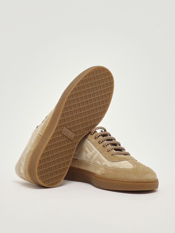 4. Kinder-Sneaker aus Canvas und Wildleder Beige Fendi jmr564awk6
