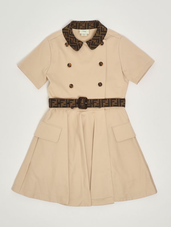 1. Vestido de niña de algodón elástico Beige Fendi jfb827as5y