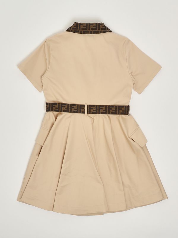 2. Vestido de niña de algodón elástico Beige Fendi jfb827as5y