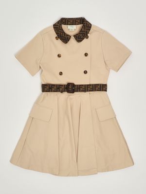 1. Vestido de niña de algodón elástico Beige