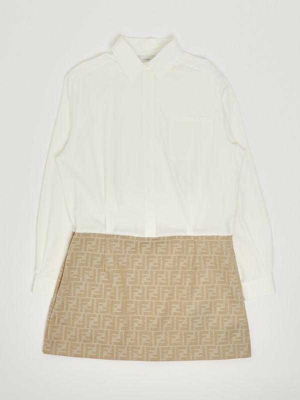 Robe fille en coton Blanc-Beige Fendi