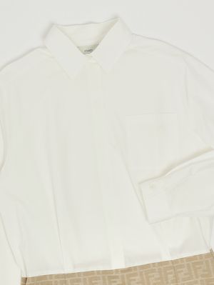 3. Mädchenkleid aus Baumwolle Weiß-Beige