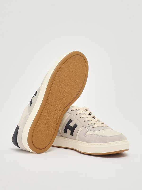 4. Zapatillas de hombre H-TV con suela H668 de ante Marfil-Azul marino Hogan hxm6680fz00uhc