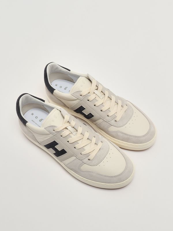 2. Zapatillas de hombre H-TV con suela H668 de ante Marfil-Azul marino Hogan hxm6680fz00uhc