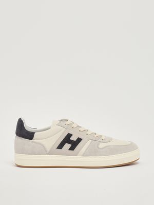 1. Zapatillas de hombre H-TV con suela H668 de ante Marfil-Azul marino