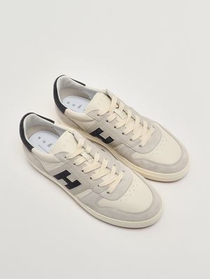 2. Zapatillas de hombre H-TV con suela H668 de ante Marfil-Azul marino
