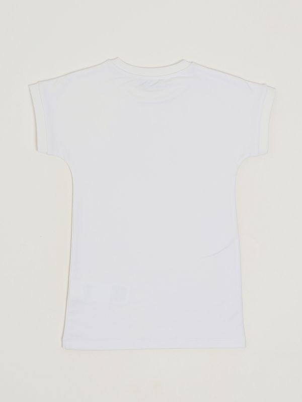 2. Vestido de niña de algodón elástico. Blanco óptico Moschino hav0ealda25