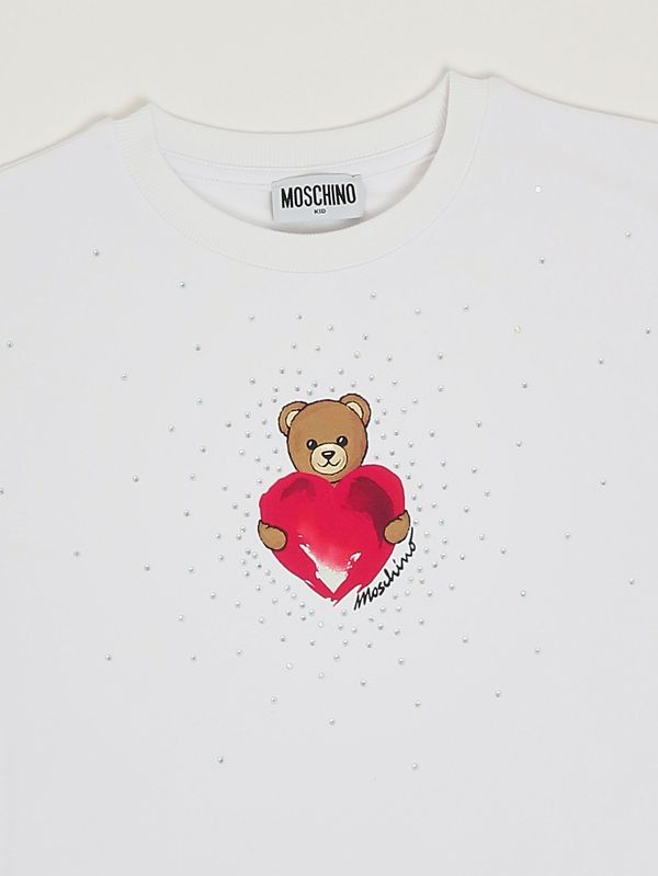 3. Vestido de niña de algodón elástico. Blanco óptico Moschino hav0ealda25